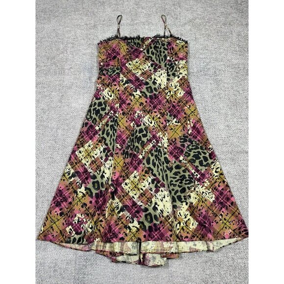 Muse Dress Womens 12 Plaid Animal Print Silk Golblincore‎ Retro Fairy Grunge - Picture 3 of 16